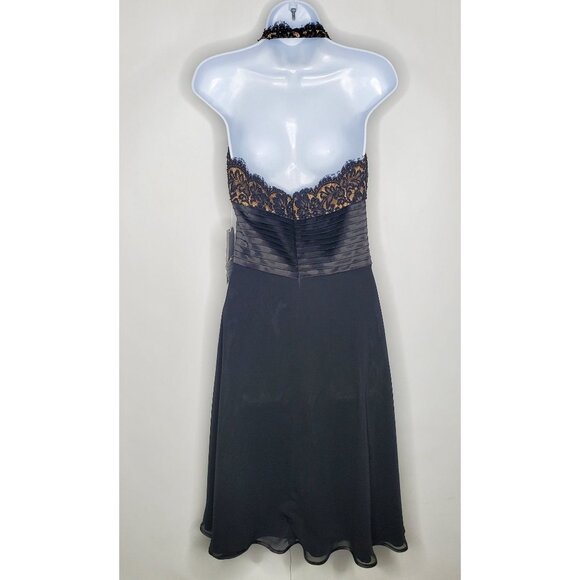 JS Boutique Womens Black Floral Lace Beaded Halter Dress Size 4 Party Event NWT - Picture 3 of 11